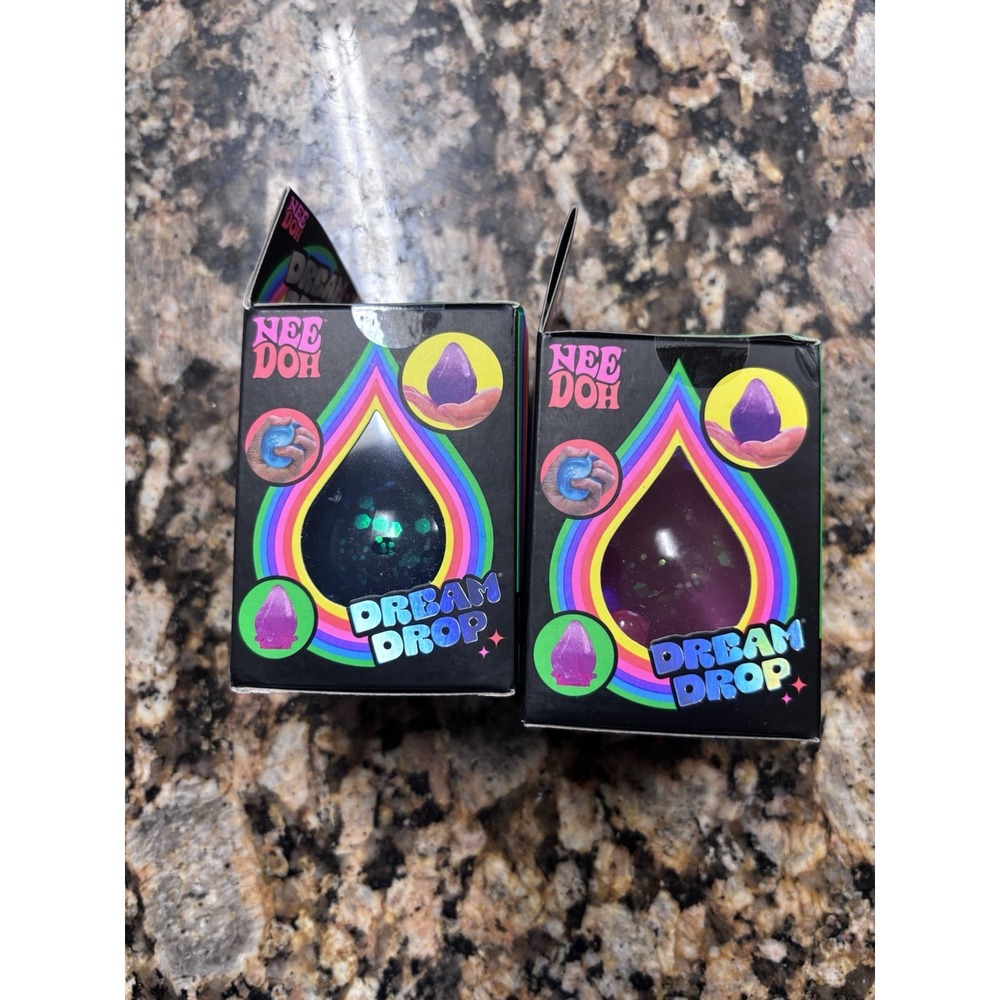 NeeDoh Dream Drop Stress Balls Lot of 2 Glitter Tear Drop Squishy Toys - Picture 5 of 6